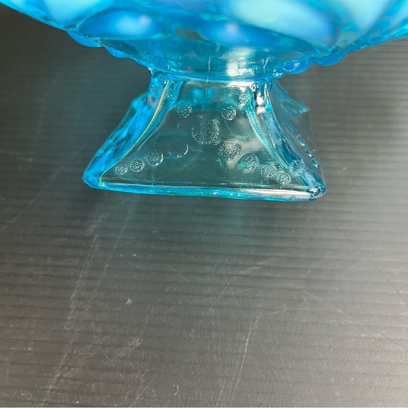 JEFFERSON NORTHWOOD GLASS RUFFLED SQUARE FOOTED OPALESCENT COMPOTE - Picture 4 of 13